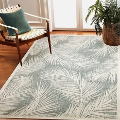 Kirklands Home Ocean Blue Palm Leaves Outdoor Area Rug, 7x9