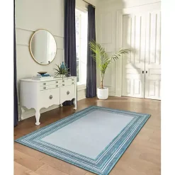 Online Kirklands Home Ocean Blue Threaded Frame Outdoor Area Rug, 4x7