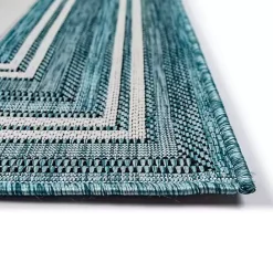 Online Kirklands Home Ocean Blue Threaded Frame Outdoor Area Rug, 4x7