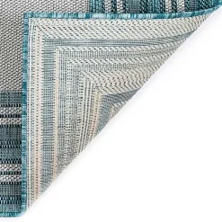 Online Kirklands Home Ocean Blue Threaded Frame Outdoor Area Rug, 4x7