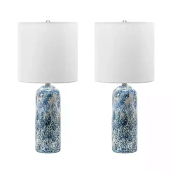 Best Kirklands Home Ocean Blues Mottled Pillar Table Lamp White