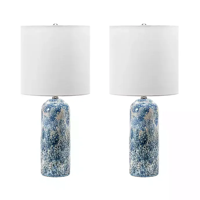 Best Kirklands Home Ocean Blues Mottled Pillar Table Lamp White