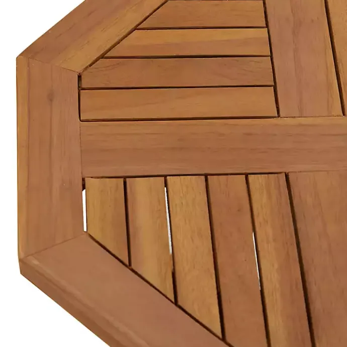 Outlet Kirklands Home Octagonal Wood Slatted Outdoor Accent Table Brown
