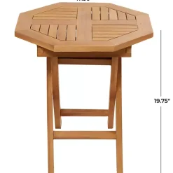 Outlet Kirklands Home Octagonal Wood Slatted Outdoor Accent Table Brown