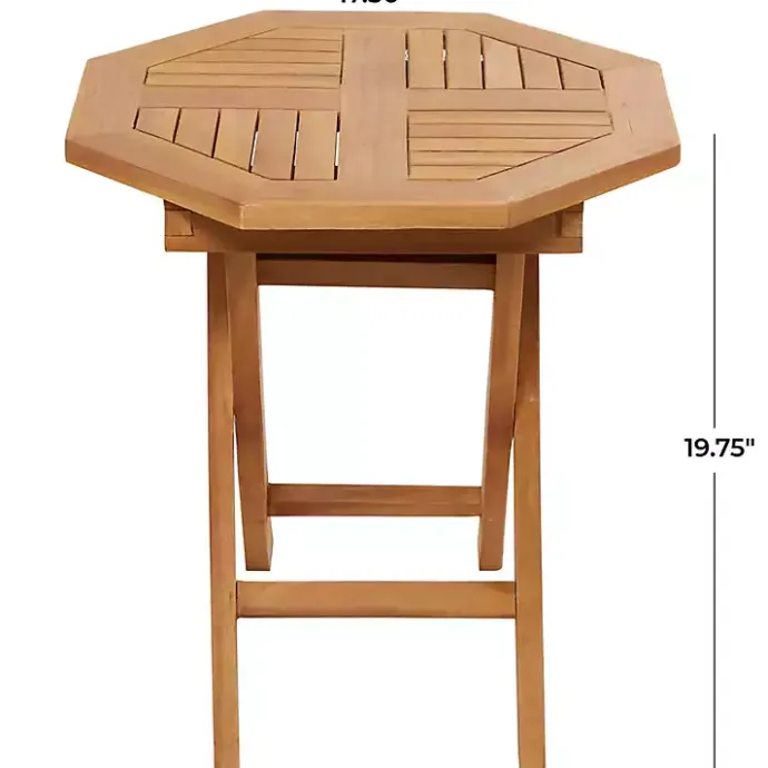 Outlet Kirklands Home Octagonal Wood Slatted Outdoor Accent Table Brown