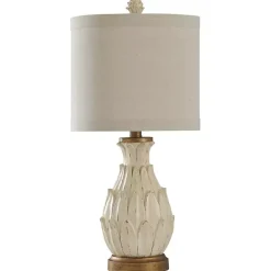 Hot Kirklands Home Off Beige Distressed Artichoke Table Lamp White