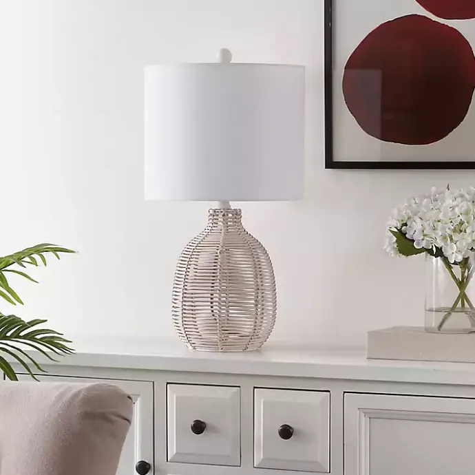 Outlet Kirklands Home Off Rattan Orion Table Lamp White