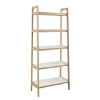 Online Kirklands Home Off White Wood Shelves with Natural Frame Bookcase