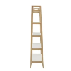 Online Kirklands Home Off White Wood Shelves with Natural Frame Bookcase