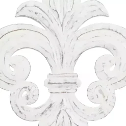 New Kirklands Home Off-White Distressed Fleur De Lis Wall Decoration Ivory