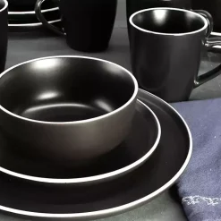 New Kirklands Home Onyx Eliza 16-pc. Dinnerware Set Black