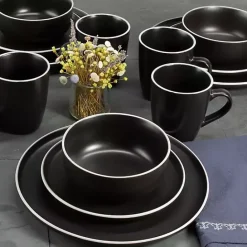 New Kirklands Home Onyx Eliza 16-pc. Dinnerware Set Black