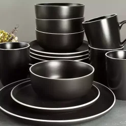 New Kirklands Home Onyx Eliza 16-pc. Dinnerware Set Black