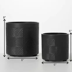 Clearance Kirklands Home Onyx Textured Ceramic Footed Planters, Set of 2 Black