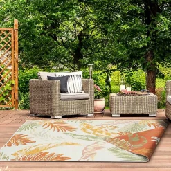 Clearance Kirklands Home Orange & Green Palms Reversible Outdoor Rug, 5x7
