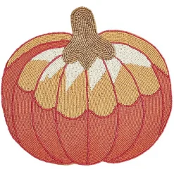 New Kirklands Home Orange Beaded Pumpkin Harvest Placemats, Set of 4
