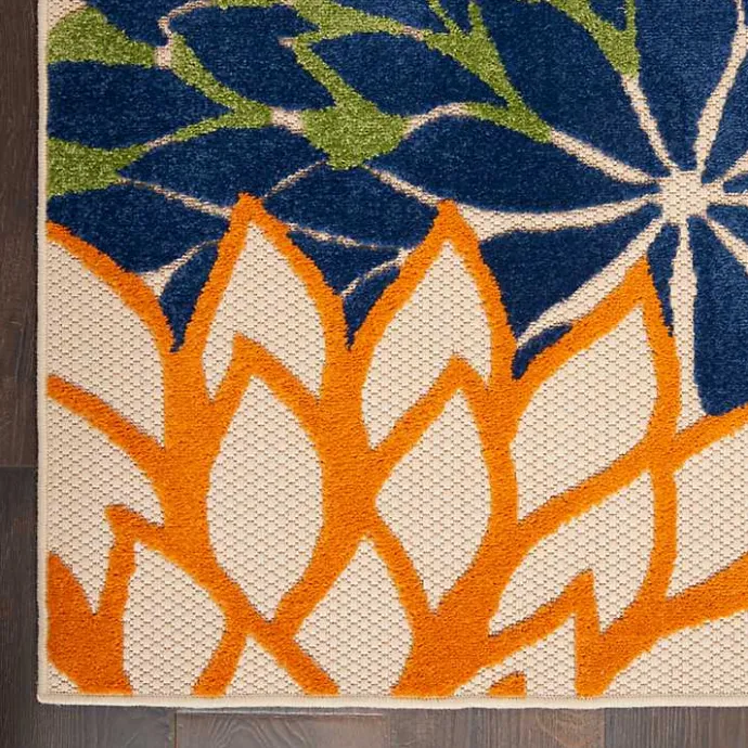 Outlet Kirklands Home Orange Bright Floral Burst Outdoor Area Rug, 5x7