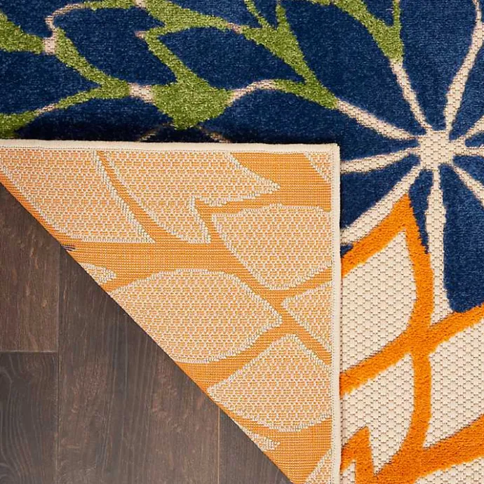 Outlet Kirklands Home Orange Bright Floral Burst Outdoor Area Rug, 5x7