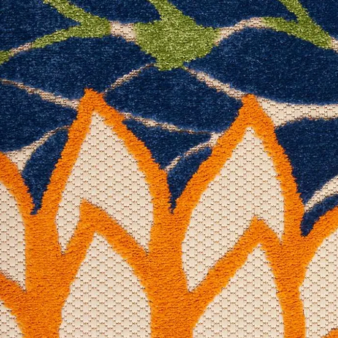 Outlet Kirklands Home Orange Bright Floral Burst Outdoor Area Rug, 5x7