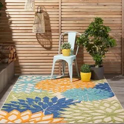 Outlet Kirklands Home Orange Bright Floral Burst Outdoor Area Rug, 5x7