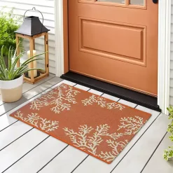 Hot Kirklands Home Orange Coral Indoor/Outdoor Rug, 3x4