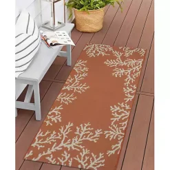 New Kirklands Home Coral Indoor/Outdoor Runner, 1x4 Orange