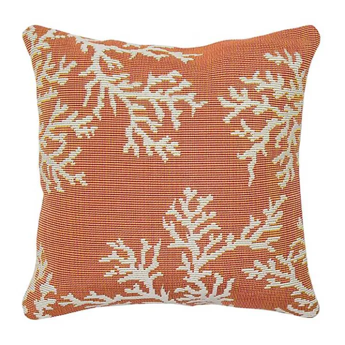 Online Kirklands Home Orange Coral Woven Outdoor Throw Pillow