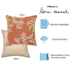Online Kirklands Home Orange Coral Woven Outdoor Throw Pillow