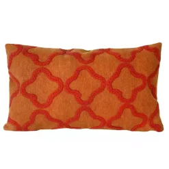 Sale Kirklands Home Crewelwork Embroidered Outdoor Pillow Orange