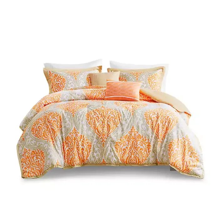 New Kirklands Home Orange Damask 5-pc. Full/Queen Comforter Set