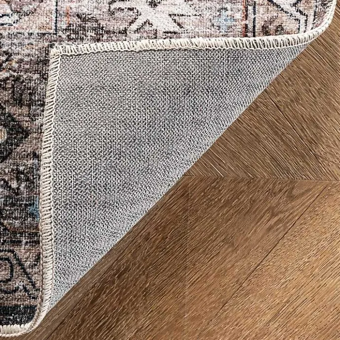 Kirklands Home Orange Distressed Medallion Washable Area Rug, 5x8