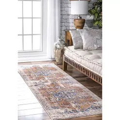 Kirklands Home Orange Eli Medallion Fringe Runner