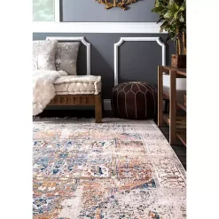 Hot Kirklands Home Orange Eli Medallion Fringe Area Rug, 5x8