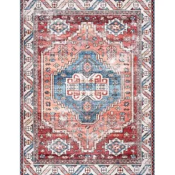 Clearance Kirklands Home Orange Faded Medallion Washable Area Rug, 5x8