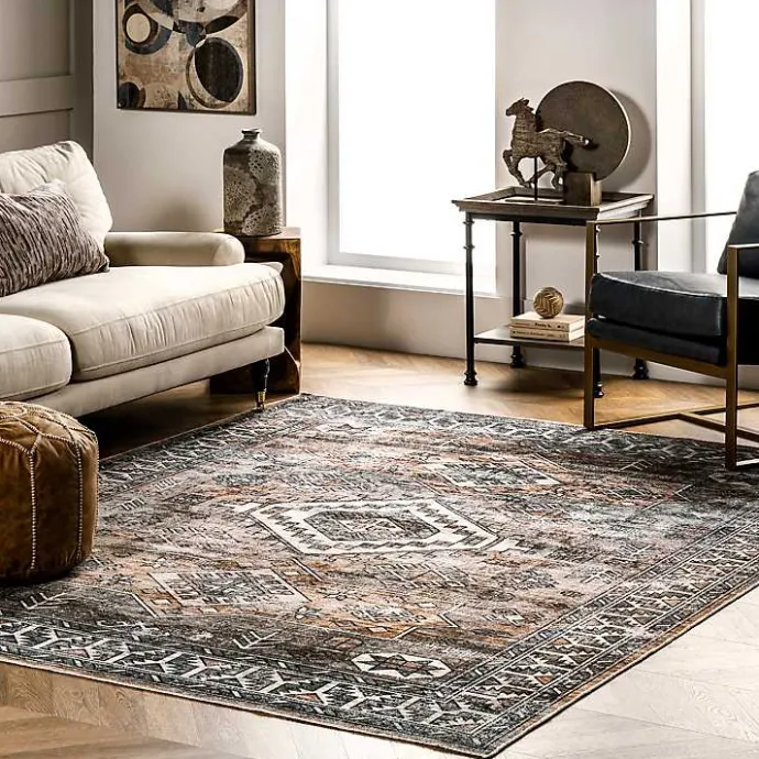Sale Kirklands Home Orange Global Pattern Washable Runner