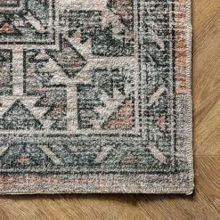 Sale Kirklands Home Orange Global Pattern Washable Area Rug, 4x6
