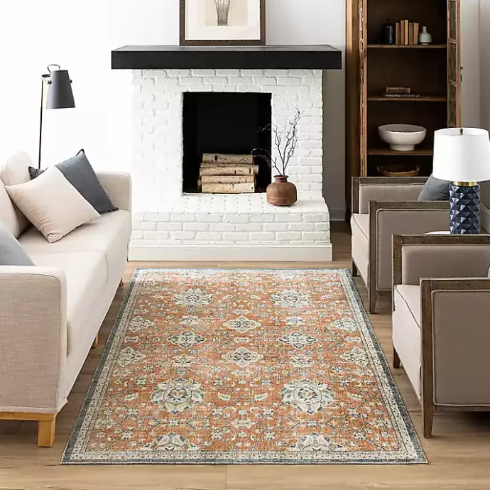 Sale Kirklands Home Granary Floral Area Rug, 6x9 Orange