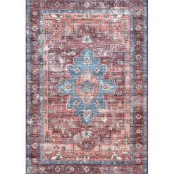 Discount Kirklands Home Orange Medallion Washable Area Rug, 4x6