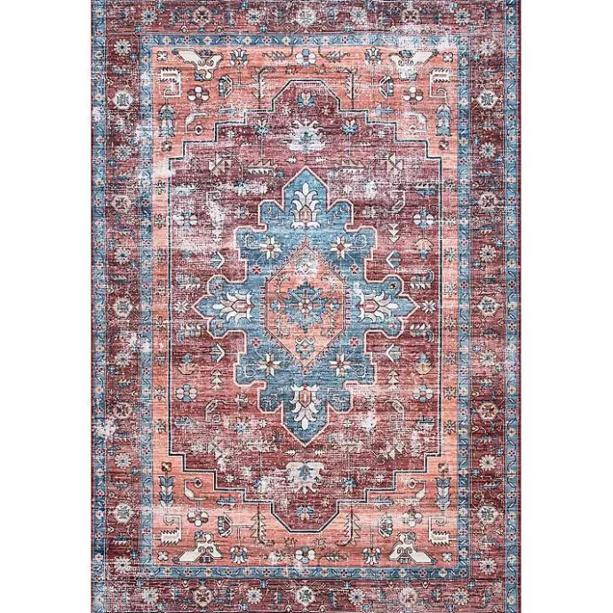 Discount Kirklands Home Orange Medallion Washable Area Rug, 4x6