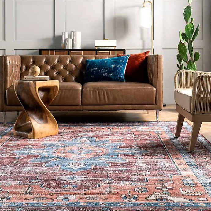 Discount Kirklands Home Orange Medallion Washable Area Rug, 4x6