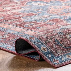 New Kirklands Home Orange Medallion Washable Area Rug, 5x8