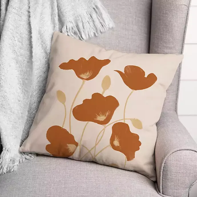 Discount Kirklands Home Orange Poppies Indoor/Outdoor Pillow