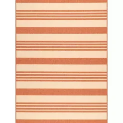 Kirklands Home Robin Stripe Outdoor Rug, 5x8 Orange