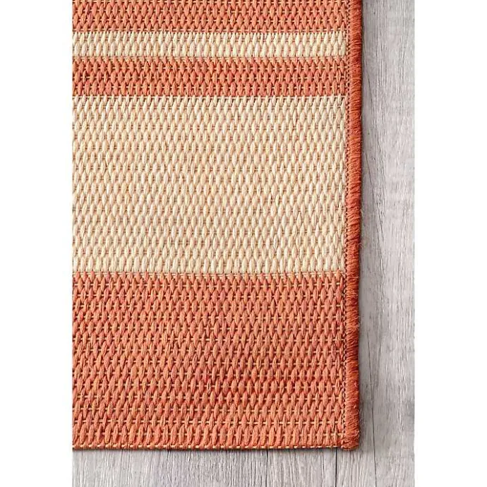 Kirklands Home Robin Stripe Outdoor Rug, 5x8 Orange