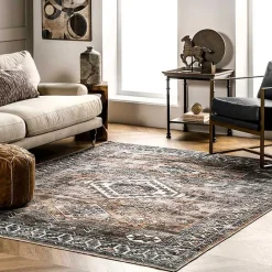 Kirklands Home Orange Tribal Washable Area Rug, 8x10