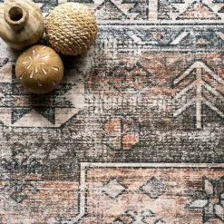 Kirklands Home Orange Tribal Washable Area Rug, 8x10