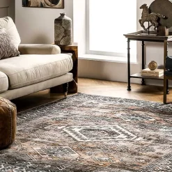 Kirklands Home Orange Tribal Washable Area Rug, 8x10