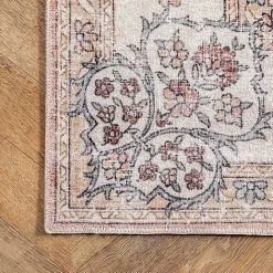 Best Kirklands Home Vintage Floral Washable Runner Orange