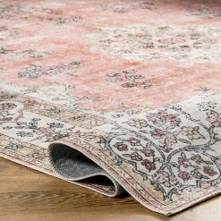 Best Kirklands Home Vintage Floral Washable Area Rug, 3x5 Orange