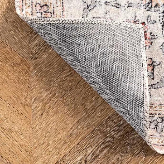 Kirklands Home Orange Vintage Floral Washable Area Rug, 4x6